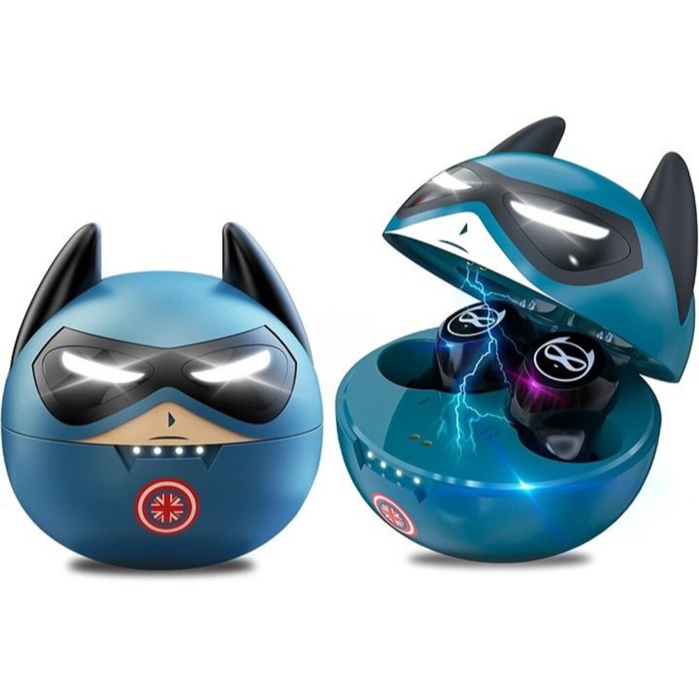 Blue Batman Kids Wireless Earbuds Noise Reduction Bluetooth 5.0 Waterproof Mic